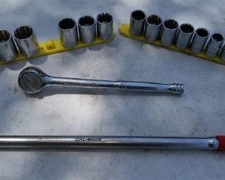 1/2" drive metric socket set with ratchet and break over