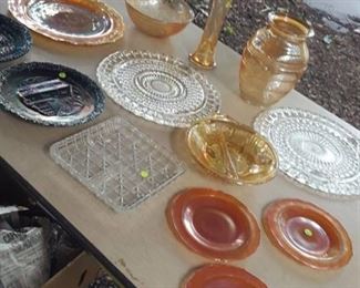 Assorted glassware Fenton Christmas plates, Carnival Glass and more