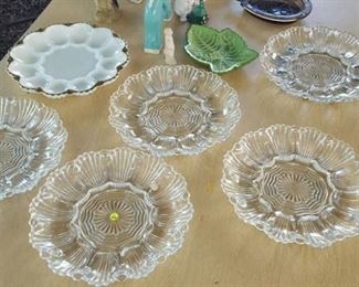 Assorted glassware, egg plates and more