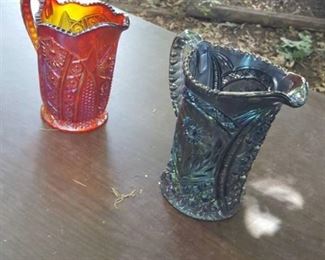 2 Carnival Glass pitchers