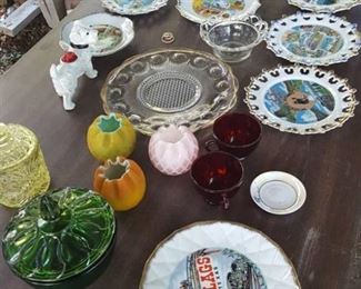 Assorted plates and glassware