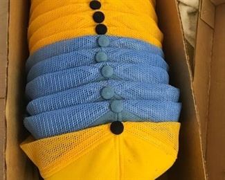 15 blue and yellow ball caps - snapbacks, assorted sizes