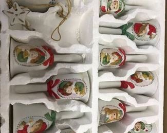 hand painted porcelain Christmas bells