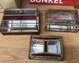 3 glass jewelry boxes