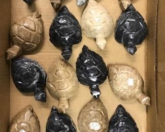 16 carved onyx turtle figurines