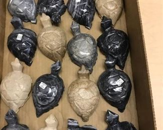 16 carved onyx turtle figurines
