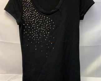 Ann Taylor womens black sequin shirt