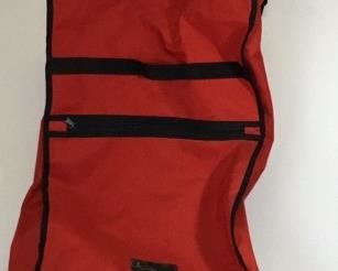 red portable rolling shopping tote