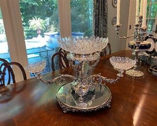 19th century English epergne with Griffin heads