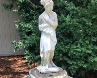Cast Concrete Figural Fountain $895
36” diameter on main bowl. 57” tall