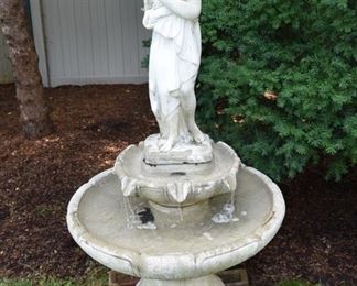 Cast Concrete Figural Fountain $895
36” diameter on main bowl. 57” tall