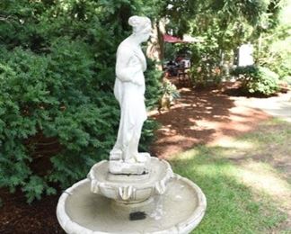 Cast Concrete Figural Fountain $895
36” diameter on main bowl. 57” tall