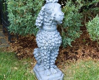 Pair Vintage Painted Cement Poodles $995 - 50% = $497 for the pair!
11” x 8” plinth. 27” tall. What can I say? These are simply fabulous. Two 1950s-vibe poodles went to the same groomer as foo dogs. In excellent condition. These have been exposed to the elments, but protected by faithful coats of paint. No breaks, cracks, repairs visible.