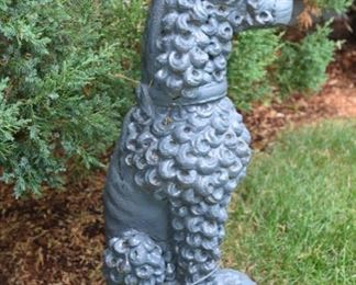 Pair Vintage Painted Cement Poodles $995 - 50% = $497 for the pair!
11” x 8” plinth. 27” tall. What can I say? These are simply fabulous. Two 1950s-vibe poodles went to the same groomer as foo dogs. In excellent condition. These have been exposed to the elments, but protected by faithful coats of paint. No breaks, cracks, repairs visible.