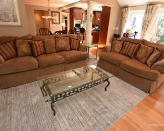 Rug, sofa and loveseat are for sale. The coffee table is not.