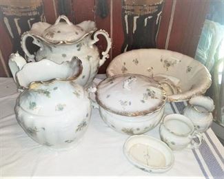 100 YR OLD JOHNSON BROS. SEMI-PORCELAIN WASH SET - 10 PCS - FABULOUS FIND!!