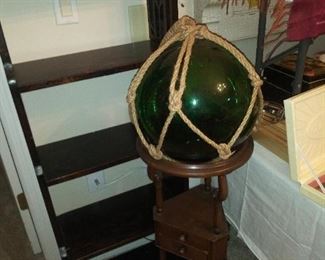 VINTAGE BOOKCASE &  JAPANESE GLASS FLOAT