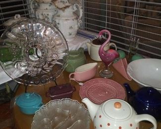 TEAPOTS, McCOY,  MURANO FLAMINGO, 