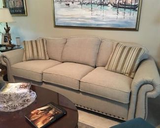 OFF-SITE - BEAUTIFUL TAN LINEN FABRIC, 90" x 39", EXC. COND. LITTLE USE .....321-745-2504 