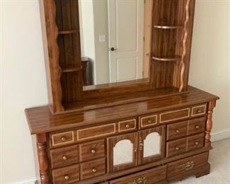 Carved Floral Mirror Dresser