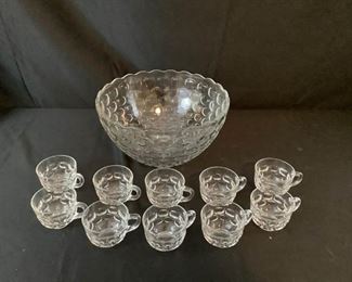Punch Bowl and Glasses