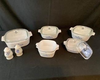 Vintage Blue Flower Pyrex Dishes