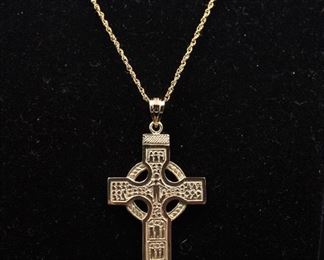 14K Irish Cross and Chain