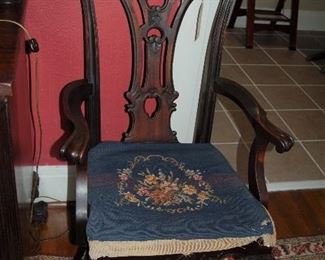Needlepointed chair cushion 