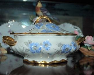 Gold trimmed floral china