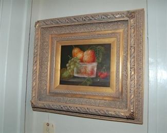 Fruits in carved frame