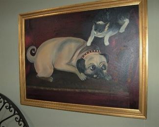 Cat and pug painting
