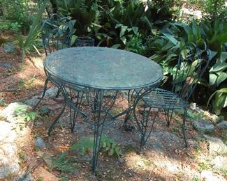 Metal patio table and chairs