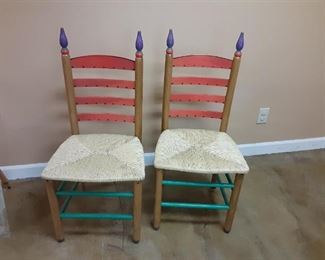 Pair painted chairs