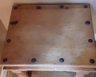 Small table with metal embellishments - top view