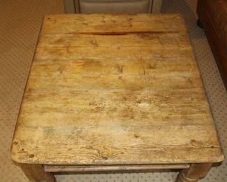 Rustic pine coffee table - top view