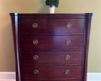 #55	Brownstone Paloma collection mahogany  with walnut finish chest of drawers with 5 drawers 45"22"x53"	 $225.00 
