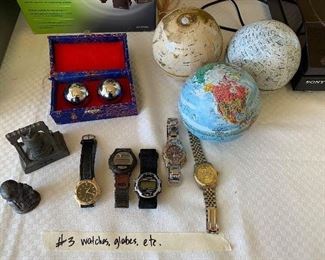 #3	Lot watches, globes etc.	 $25.00 
