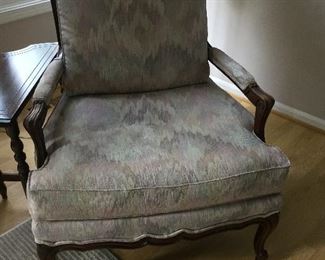 BERGERE CHAIR W./FLAME STICK UPHOLSTERY