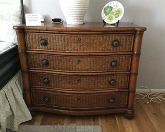 TOMMY BAHAMA 4 DRAWER CHEST w/WICKER FRONT