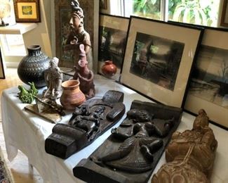 Sculptures Mexico and Charcoal paintings