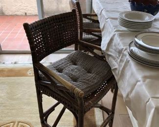 Mc Guire? Brown Jordan ? bamboo and leather bar stools