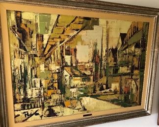 Well listed artist great Mid Century Modern Abstract by Parker