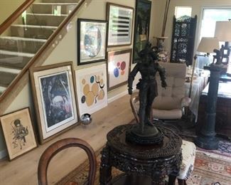 French Bronze Sculpture "Dueling Cavalier" by Edmond Drouot circa 1880 signed on base