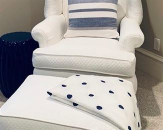 white wing chair with polda dots
