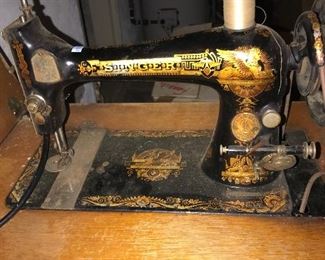 Singer sewing machine and table 