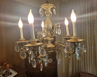Brass and crystal chandy