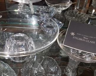 Much, much glassware. Steuban