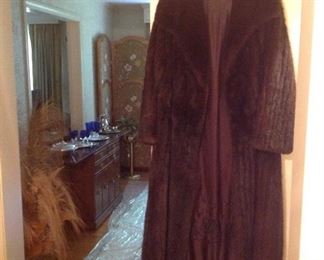 Mahogany mink full length coat
