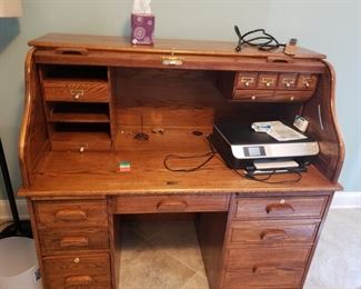 Vintage oak roll top desk