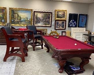 Legacy 3 pc slate pool table, Pair Legacy Spectator chairs 